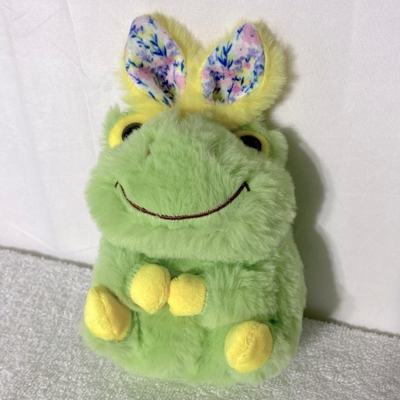 Soft Green Frog with Floral Ears Stuffed Animal Plush Toy - Picture 1 of 9